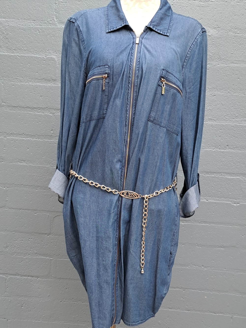 Dress With Gold Tone Belt Size L